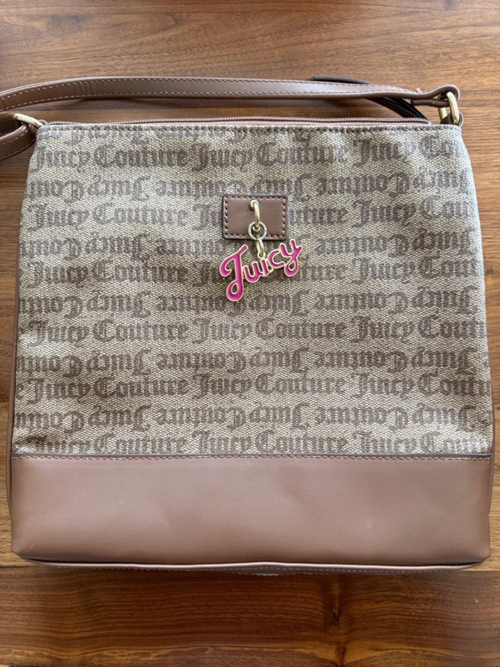 Juicy Couture Vintage Monogram Crossbody Bag Y2K Brown Logo Purse